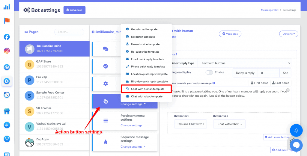 Screenshot on How to Pause & Resume A Messenger Bot