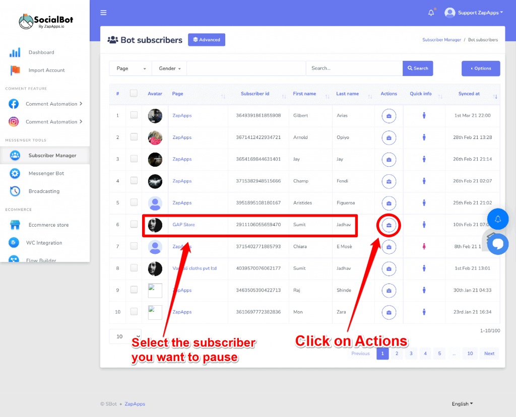 Screenshot on How to Pause & Resume A Messenger Bot
